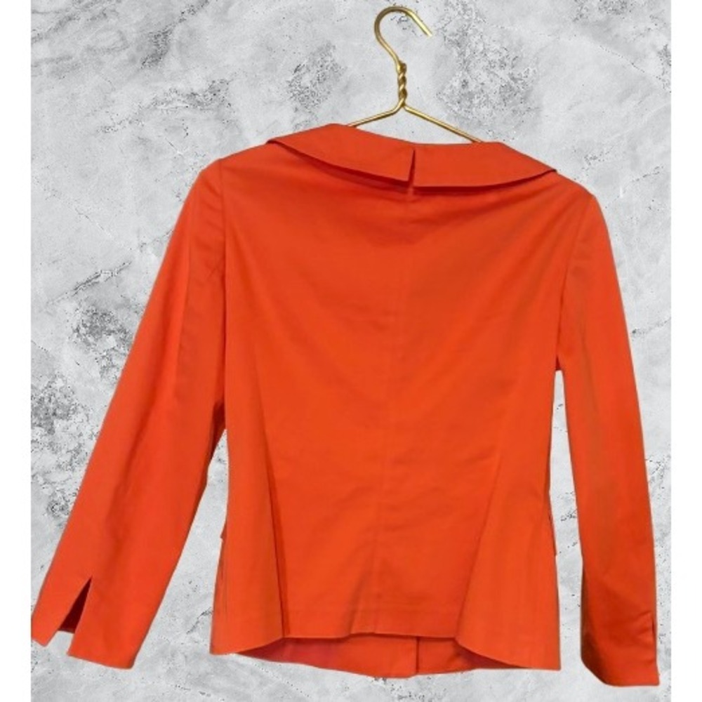 Rena Lange Orange Cotton Blend Peter Pan Collar Blazer Jacket Size 6 - Picture 4 of 8